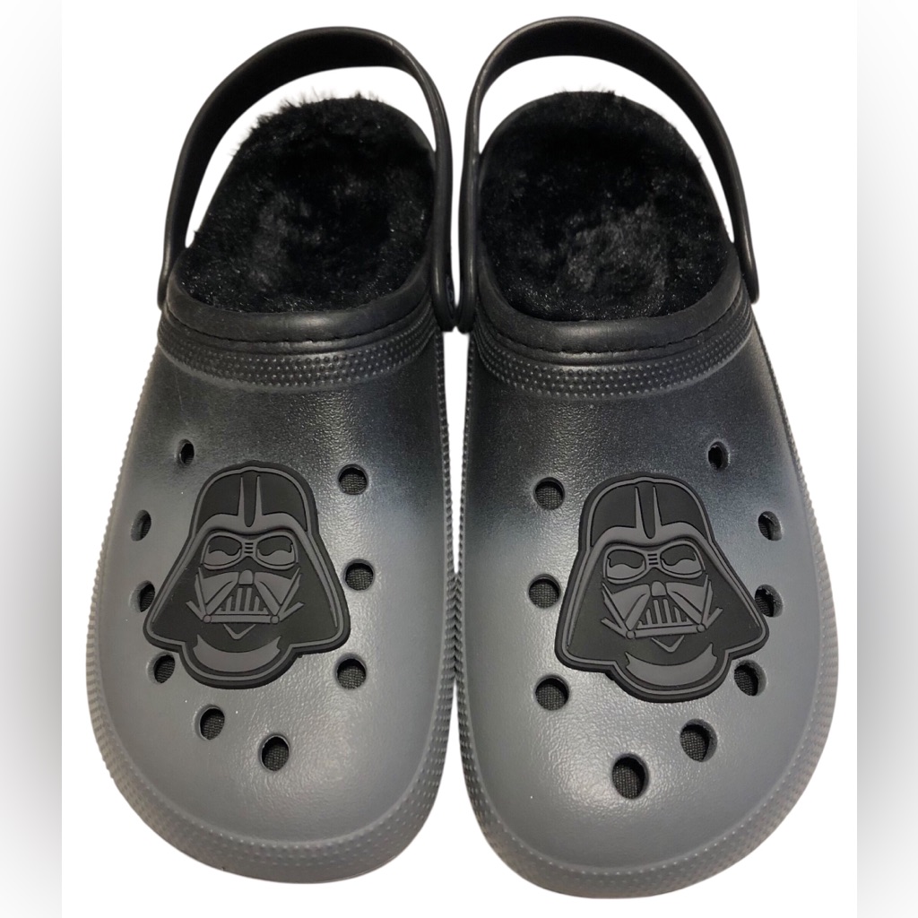 Star Wars Size 10 Darth Vader Fuzzy-Lined Clogs - Grey/Black.Vanilla Black Gray